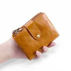Men's Wallet Genuine Leather Japanese Cross-border Oil Wax Leather Wallet Short Multi-functional Cowhide Coin Purse