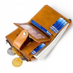 Men's Wallet Genuine Leather Japanese Cross-border Oil Wax Leather Wallet Short Multi-functional Cowhide Coin Purse