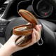 Foreign Trade Hot Sale Retro Oilskin Double Zipper Key Bag Oval Car Key Protective Cover Leather Key Bag