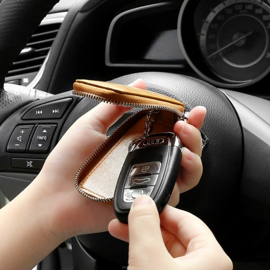 General-purpose Car Key Bag Leather Car Key Protection Leather Case Retro Oil Wax Skin Key Bag Foreign Trade Hot Sale