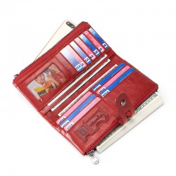 Top Layer Leather Men's And Women's Wallet European And American Long Leather Wallet Wallet Rfid Anti-theft Brush Hand Wallet