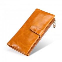 Cross-border Hot-selling Women's Wallet Leather Long Wallet Multi-card Rfid Clutch Retro Oil Wax Leather Coin Purse