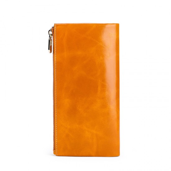 Cross-border Hot-selling Women's Wallet Leather Long Wallet Multi-card Rfid Clutch Retro Oil Wax Leather Coin Purse