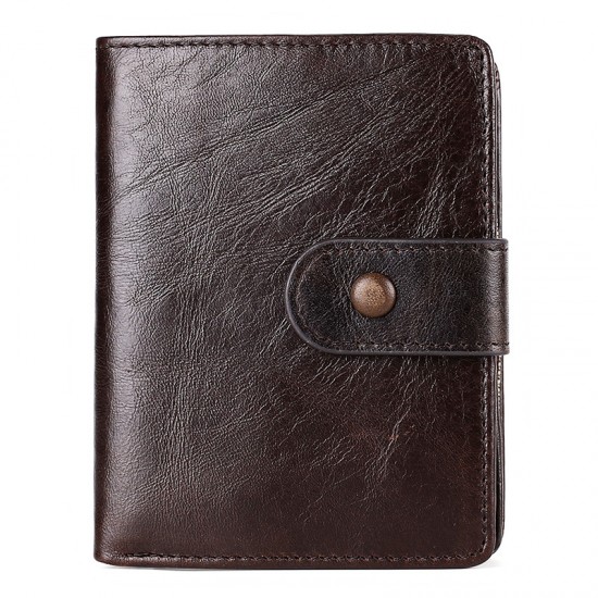 Amazon Explosion Wax Men's Short Wallet Rfid Anti-magnetic Leather Wallet Zipper Coin Coin Purse