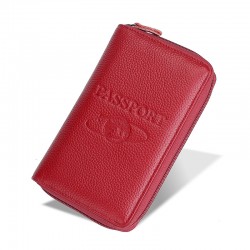2019 New Genuine Leather Boarding Bag Long Multi-functional Mobile Phone Pocket Litchi Pattern Zipper Airline Ticket Clutch