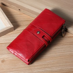 Top Layer Leather Men's And Women's Wallet European And American Long Leather Wallet Wallet Rfid Anti-theft Brush Hand Wallet