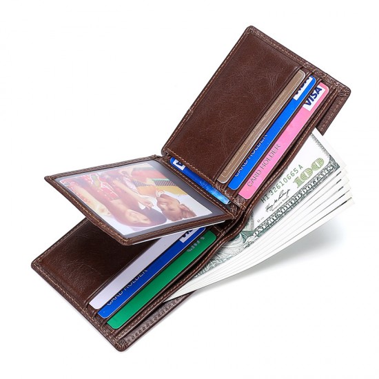 Cross-border New Leather Men's Wallet Rfid Anti-theft Multi-card Wallet Multifunctional Leather European And American Coin Purse
