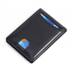 Cross-border New European And American Men's Fashion Leather Wallet Rfid Anti-theft Brush Short Gold Clip Push Card Wallet