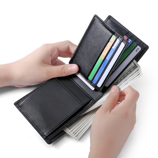 Cross-border Supply Leather Men's Wallet Multifunctional Coin Purse Rfid Anti-theft Brush Short Leather Multi-card Wallet