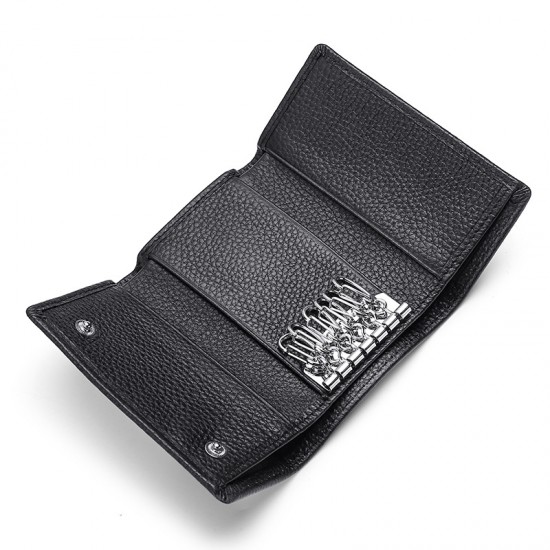 Factory Direct Leather Wallet Key Case Multi-function Lady Key Case Short Three-fold Card Coin Purse