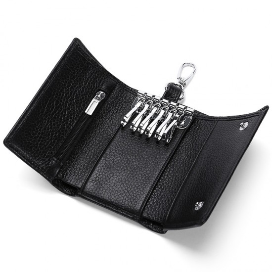 Upgraded Version Of The First Layer Of Leather Key Bag Multi-functional Wallet Couples Coin Purse Leather Home Key Bag Keychain