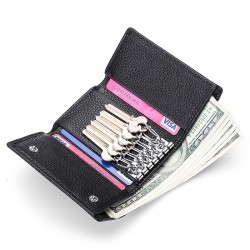 Factory Direct Leather Wallet Key Case Multi-function Lady Key Case Short Three-fold Card Coin Purse