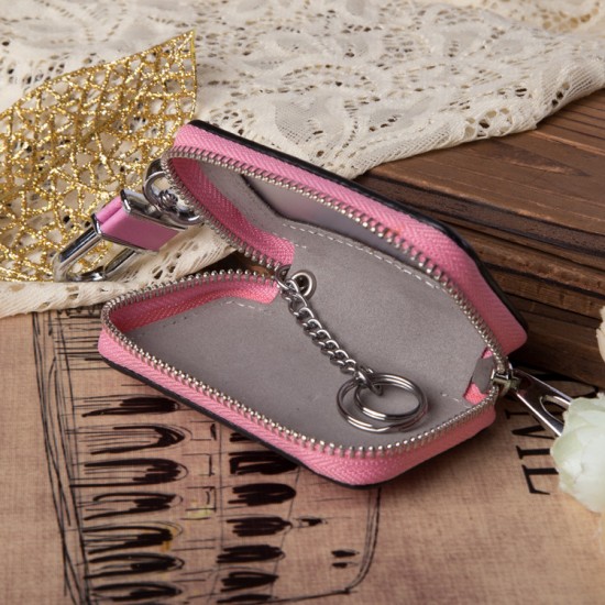 Transparent Mirror Window Leather Car Key Case Zipper Car Key Case Universal Key Car Key Case