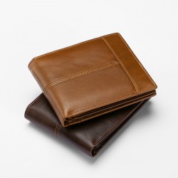 European And American Top-layer Leather Men's Wallet Retro Leather Short Wallet Rfid Anti-magnetic Multi-function Card Holder