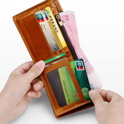 Cross-border Leather Wallet Retro Oil Wax Leather Men's Short Money Clip Coin Purse Rfid Anti-theft Card Position Coin Purse