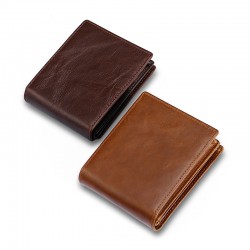 Cross-border Leather Wallet Retro Oil Wax Leather Men's Short Money Clip Coin Purse Rfid Anti-theft Card Position Coin Purse