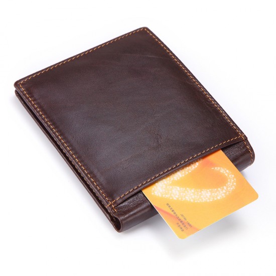 Amazon Explosion Leather Wallet Multi Card Retro Oil Wax Leather Wallet Anti Rfid Theft Brush Short Coin Purse