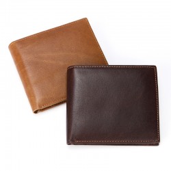 Amazon Explosion Leather Wallet Multi Card Retro Oil Wax Leather Wallet Anti Rfid Theft Brush Short Coin Purse