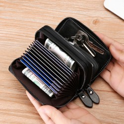 2021 Japanese And Korean New Leather Multi-function Organ Card Holder Fashion Double Zipper Short Key Case Zipper Card Holder
