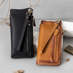 Genuine Leather Clutch Bag Men's New Large Capacity Casual Clutch Bag Multi-function Wallet Multi-card Zipper Mobile Phone Bag