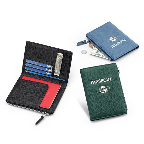 Cross-border Explosions First Layer Cowhide Rfid Passbook Bag Leather Multi-card Id Bag Silk Screen Passport Passbook Holder