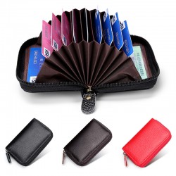 High-quality First-layer Cowhide Rfid Anti-theft Brush Anti-magnetic Organ Card Case Leather Card Holder Multi-card Cowhide Zipper Card Holder