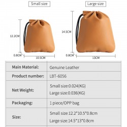 Drawstring Top Layer Cowhide Drawstring Pocket Multifunctional Jewelry Jewelry Cosmetics Storage Bag Cowhide Closing Lucky Bag Money Bag