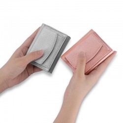 High-quality Genuine Leather Women's Wallet Japanese-style Rfid Anti-magnetic Multi-card Three-fold Mini Wallet Cowhide Small Coin Purse For Women