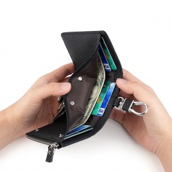 Upgraded Multifunctional Genuine Leather Wallet Top Layer Cowhide Men's And Women's Key Case Hook Buckle Wallet Zipper Coin Purse