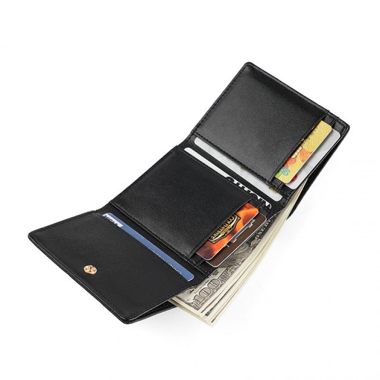 First Layer Cowhide Japanese Wallet Rfid Multi-card Wallet Contrast Coin Clip Gold Clip Hinged Leather Coin Wallet