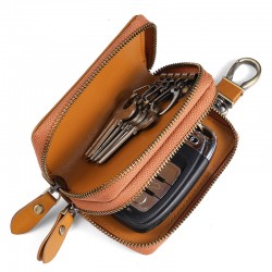 Retro Oil Wax Leather Color Car Key Bag Cowhide Car Key Protective Cover Transparent Car Key Cover Wholesale