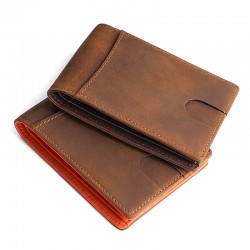 New Crazy Horse Leather Men's Wallet Retro Leather Rfid Blocking Wallet European And American Multi-functional Anti-theft Brush Wallet