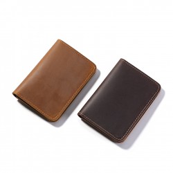 Retro Crazy Horse Leather Card Bag Head Layer Cowhide Card Bag Multifunctional Leather Card Holder Short Ultra-thin Driver's License Leather Case