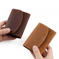 Cross-border Multi-functional Card Bag Crazy Horse Leather Card Bag Retro First Layer Cowhide Card Holder Men's And Women's Short Small Coin Purse