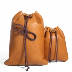Factory Direct Import First Layer Leather Drawstring Retro Coin Purse Lucky Bag Leather Coin Bag Storage Bag Drawstring Pocket