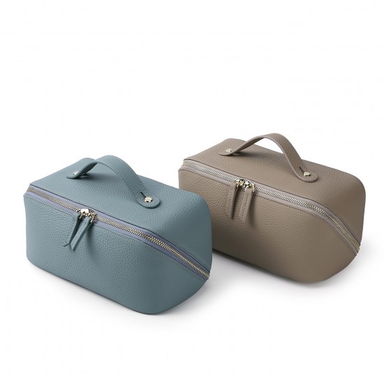 New Real Cowhide High-end Cosmetic Bag Large-capacity Portable Cosmetic Storage Bag Multi-functional Travel Wash Bag