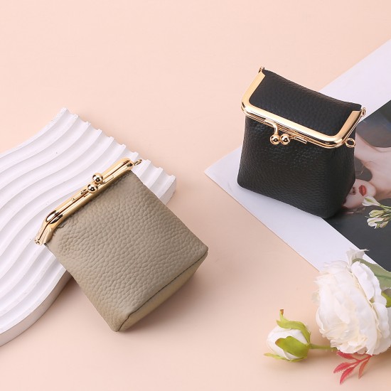The First Layer Of Leather Convenient Women's Mouth Red Envelope Mini Lipstick Box Multi-functional Women's Storage Bag Genuine Leather Change Coin Bag