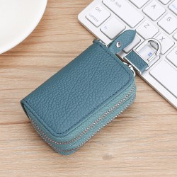 High-quality Cow Neck Print Leather Car Keychain Bag Cowhide Zipper Key Bag Multi-functional Change Car Key Case