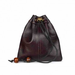 Advanced Sense Pocket Top Layer Cowhide Lucky Bag Drawstring Coin Purse Gold And Silver Jewelry Bag Headphones Lipstick Storage