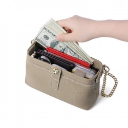 New Leather Women's Shoulder Crossbody Bag Multifunctional Wash Bag Leather Mouth Gold Women's Bag Convenient Outgoing Cosmetic Bag