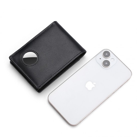 Anti-theft Brush Genuine Leather Rfid Wallet Short Anti-magnetic Men's Money Clip Head Layer Cowhide Airtag Tracker Gold Clip