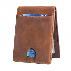 New Crazy Horse Leather Men's Wallet Retro Leather Rfid Blocking Wallet European And American Multi-functional Anti-theft Brush Wallet