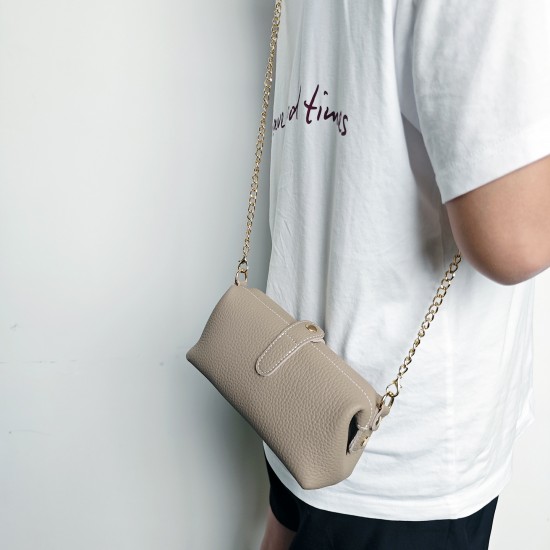 New Leather Women's Shoulder Crossbody Bag Multifunctional Wash Bag Leather Mouth Gold Women's Bag Convenient Outgoing Cosmetic Bag