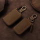 Multi-functional Single Zipper Car Key Case Head Layer Cowhide Key Leather Case Retro Universal Waist Hanging Car Key Case