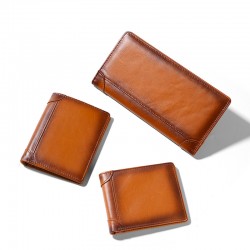 European And American Retro Wax Leather Wallet Men's Leather Wallet Rfid Anti-theft Brush Layer Cowhide Multifunctional Coin Purse