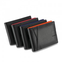 Amazon Hot Leather Wallet Retro Men's Metal Gold Clip Europe And The United States Rfid Multi-card Cowhide Wallet