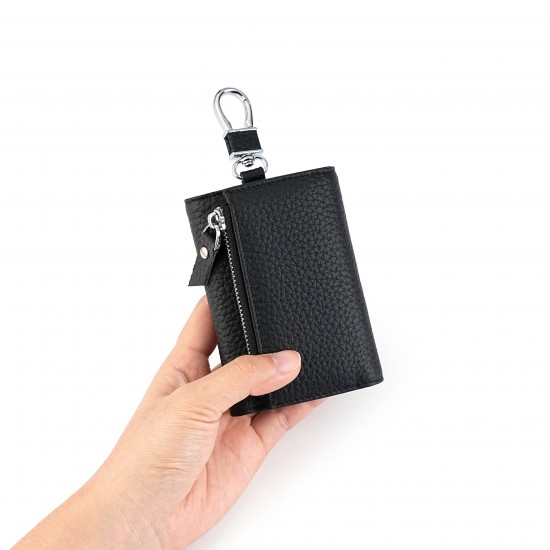 Upgraded Multifunctional Genuine Leather Wallet Top Layer Cowhide Men's And Women's Key Case Hook Buckle Wallet Zipper Coin Purse