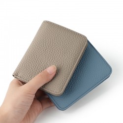 New Leather Ultra-thin Ladies Wallet 7 Word Zipper Cowhide Mini Coin Purse Rfid Anti-magnetic Small Wallet Manufacturers