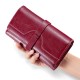 Oil And Wax Leather Wallet Women's High-end Wallet Leather Long Clutch Three-fold Rfid Anti-magnetic Anti-theft Brush Wallet