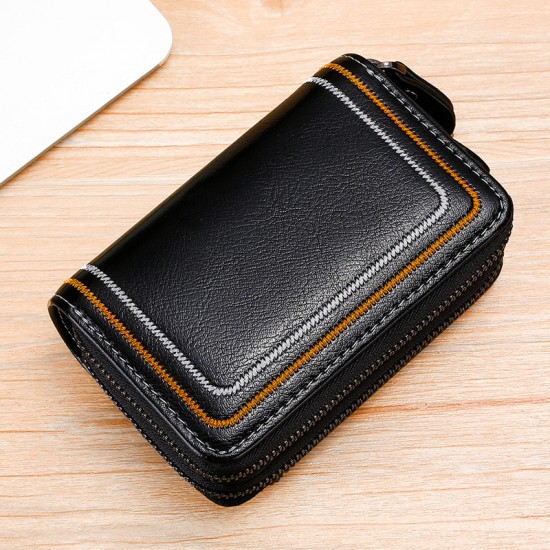 2021 Japanese And Korean New Leather Multi-function Organ Card Holder Fashion Double Zipper Short Key Case Zipper Card Holder